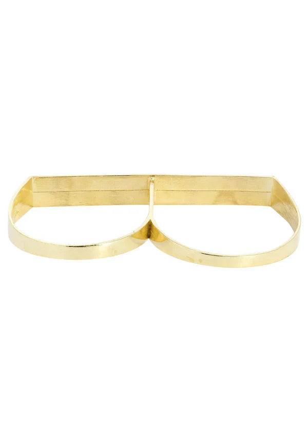 Mens Two Finger Ring | 10K Solid Yellow Gold | Engraving Available
