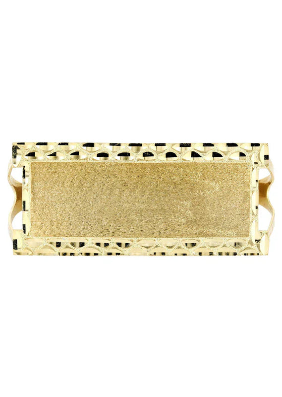 Mens Three Finger Ring | 10K Solid Yellow Gold | Engraving Available | Style#1