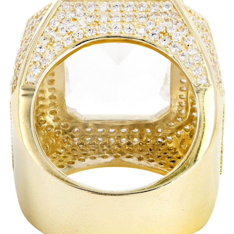 Rock Crystal  10K Gold Mens Ring | 28 Grams