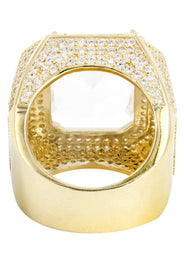 Rock Crystal  10K Gold Mens Ring | 28 Grams