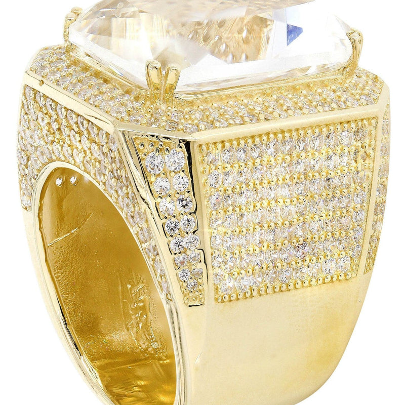 Rock Crystal  10K Gold Mens Ring | 28 Grams