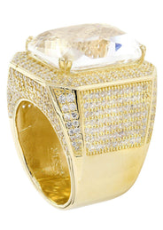 Rock Crystal  10K Gold Mens Ring | 28 Grams