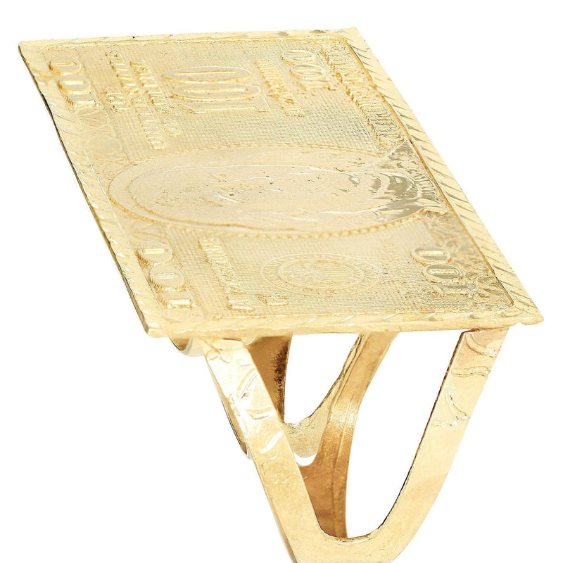 $100 Dollar Bill  10K Gold Mens Ring | 18.6 Grams
