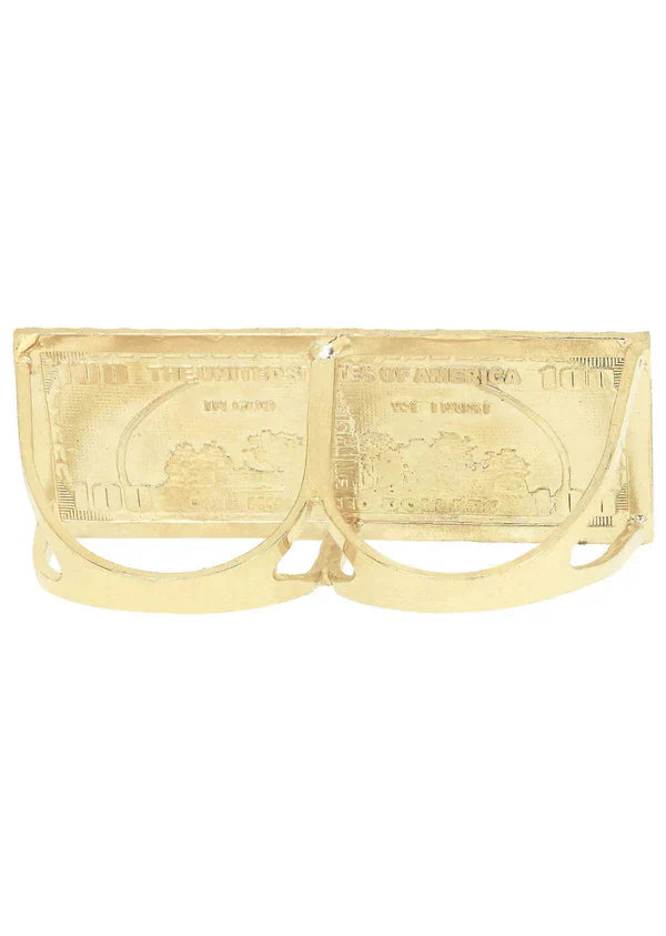 $100 Dollar Bill #.2 Triple Finger Ring | 10K Solid Yellow Gold
