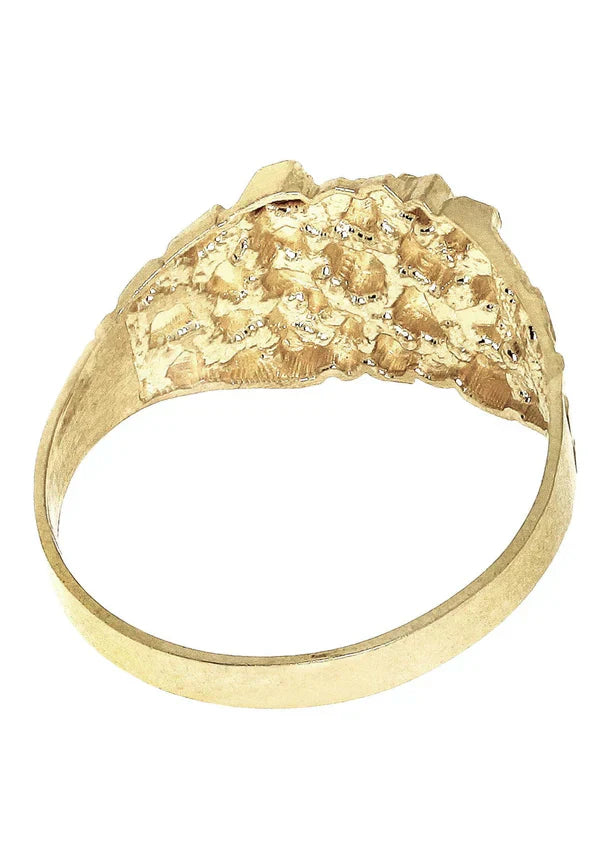 Mens Gold Nugget Ring | 10K Solid Yellow Gold