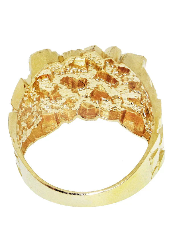 Mens Gold Nugget Ring | 10K Solid Yellow Gold