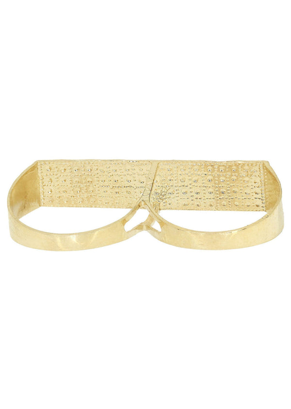 Two Finger 10K Gold Mens Ring | 7.4 Grams