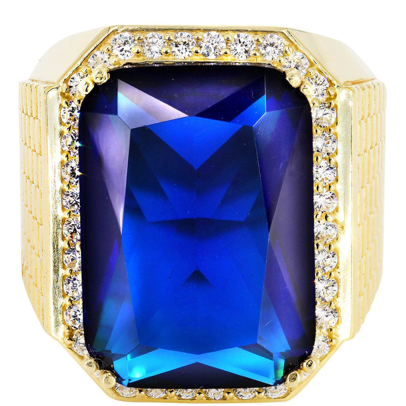 Sapphire 10K Gold Mens Ring | 23.1 Grams