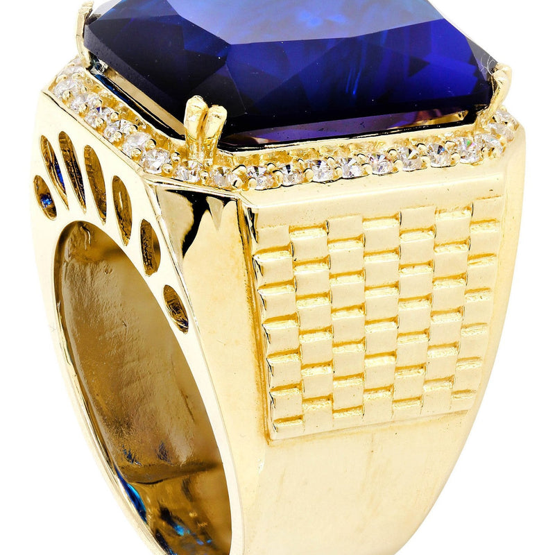 Sapphire 10K Gold Mens Ring | 23.1 Grams