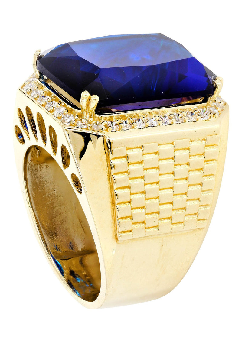 Sapphire 10K Gold Mens Ring | 23.1 Grams