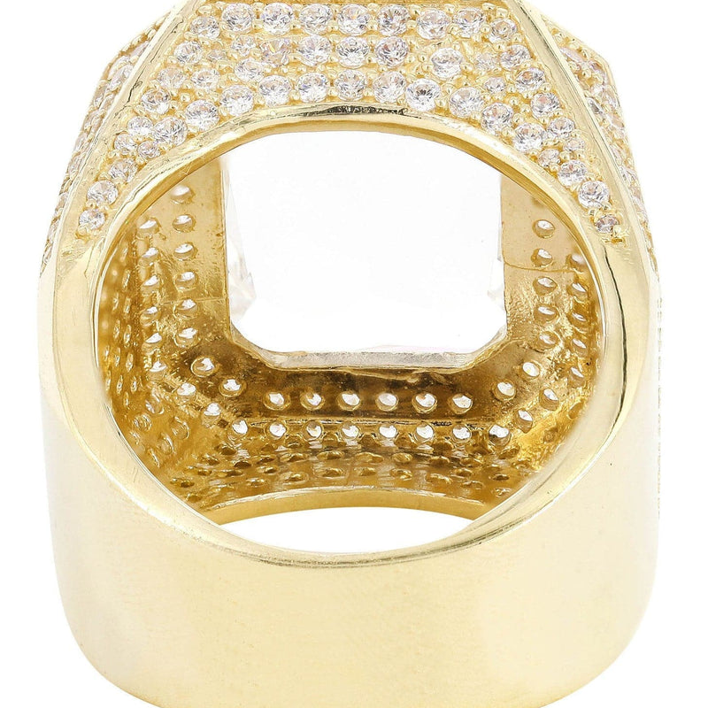 Rock Crystal  10K Gold Mens Ring | 21.8 Grams