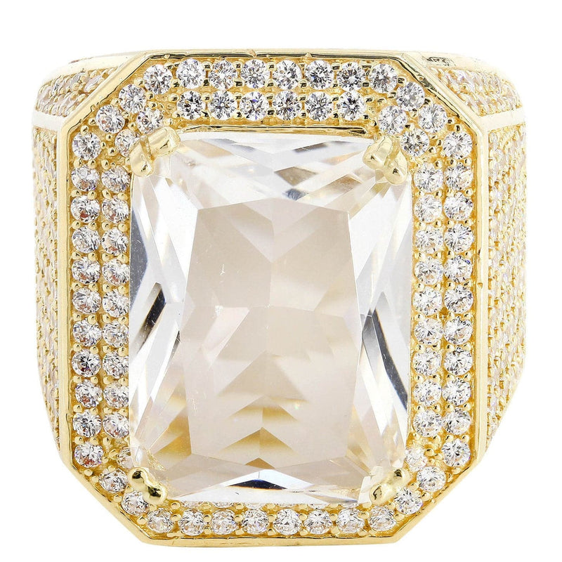 Rock Crystal  10K Gold Mens Ring | 21.8 Grams