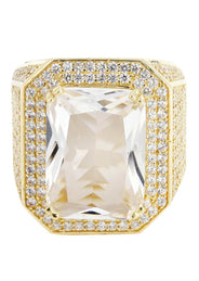 Rock Crystal  10K Gold Mens Ring | 21.8 Grams