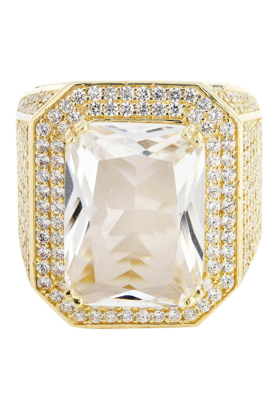 Rock Crystal  10K Gold Mens Ring | 21.8 Grams