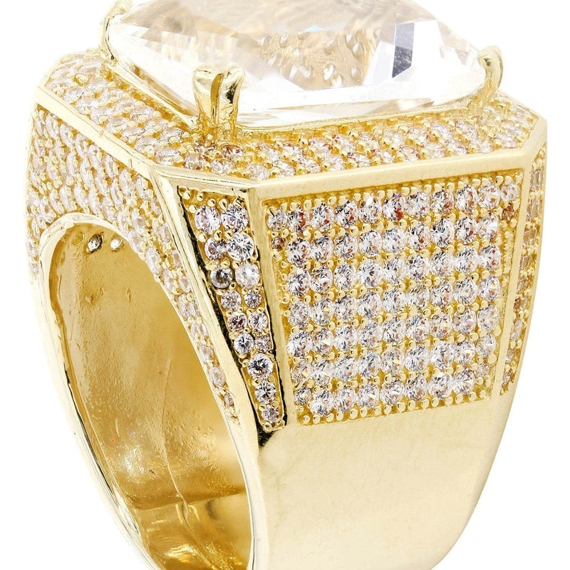 Rock Crystal  10K Gold Mens Ring | 21.8 Grams
