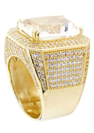 Rock Crystal  10K Gold Mens Ring | 21.8 Grams