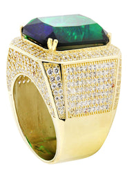 Emerald 10K Gold Mens Ring | 26.5 Grams