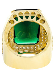 Emerald 10K Gold Mens Ring | 21.1 Grams