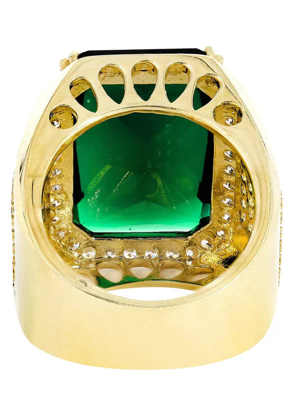 Mens Emerald  Ring | 10K Solid Yellow Gold