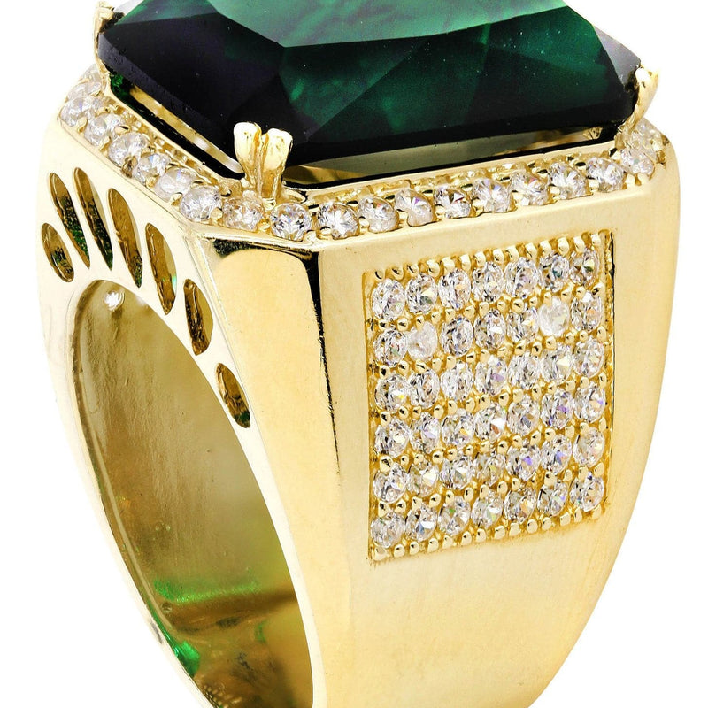 Emerald 10K Gold Mens Ring | 21.1 Grams