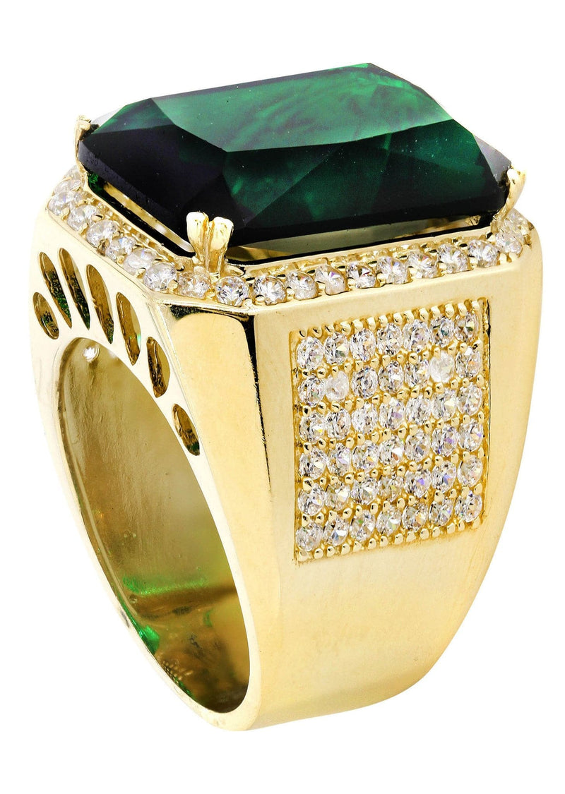 Emerald 10K Gold Mens Ring | 21.1 Grams