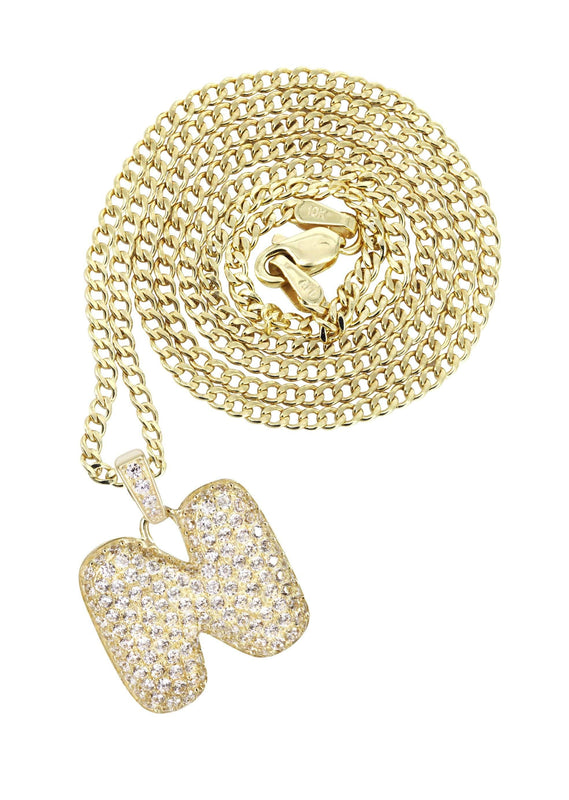 10K Yellow Gold Bubble Letter 