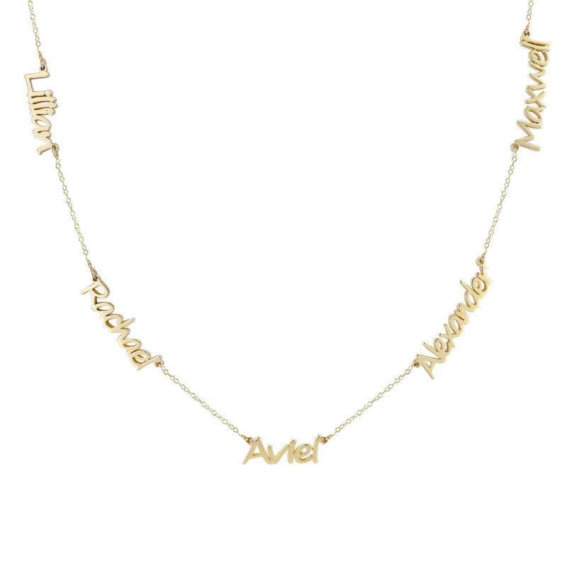 14K Yellow Gold Multiple Name Necklace (1-5 Names) | Style #89