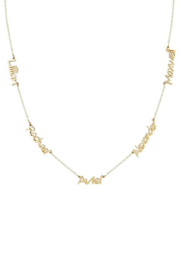 14K Yellow Gold Multiple Name Necklace (1-5 Names) | Style #89