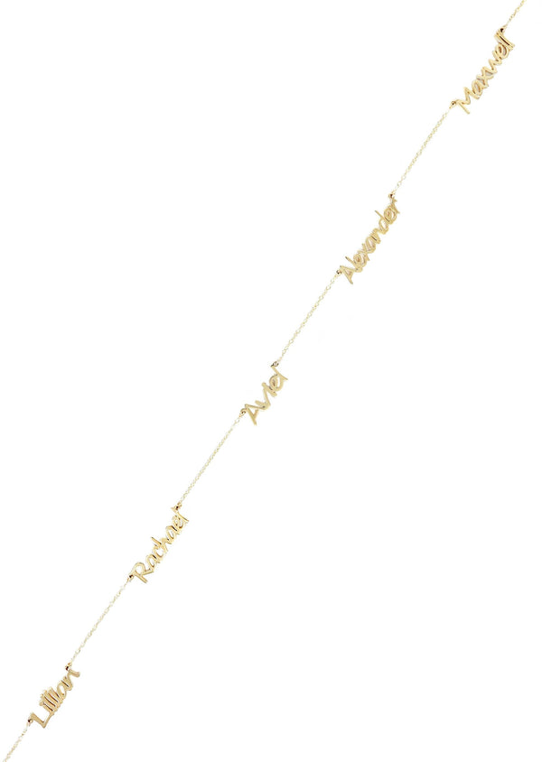 14K Yellow Gold Multiple Name Necklace (1-5 Names) | Style #89