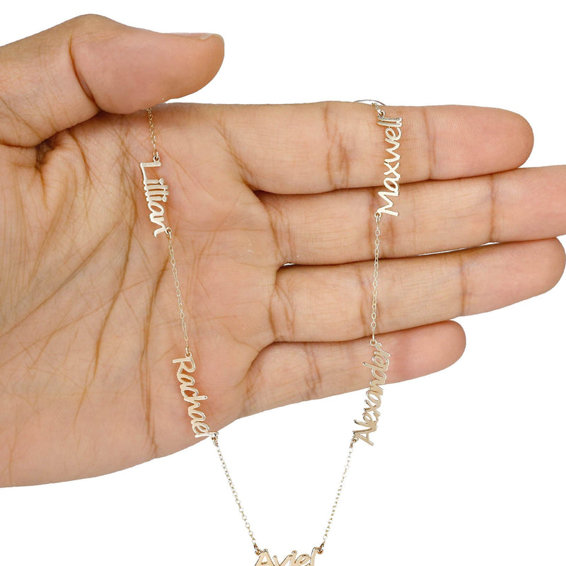 14K Yellow Gold Multiple Name Necklace (1-5 Names) | Style #89