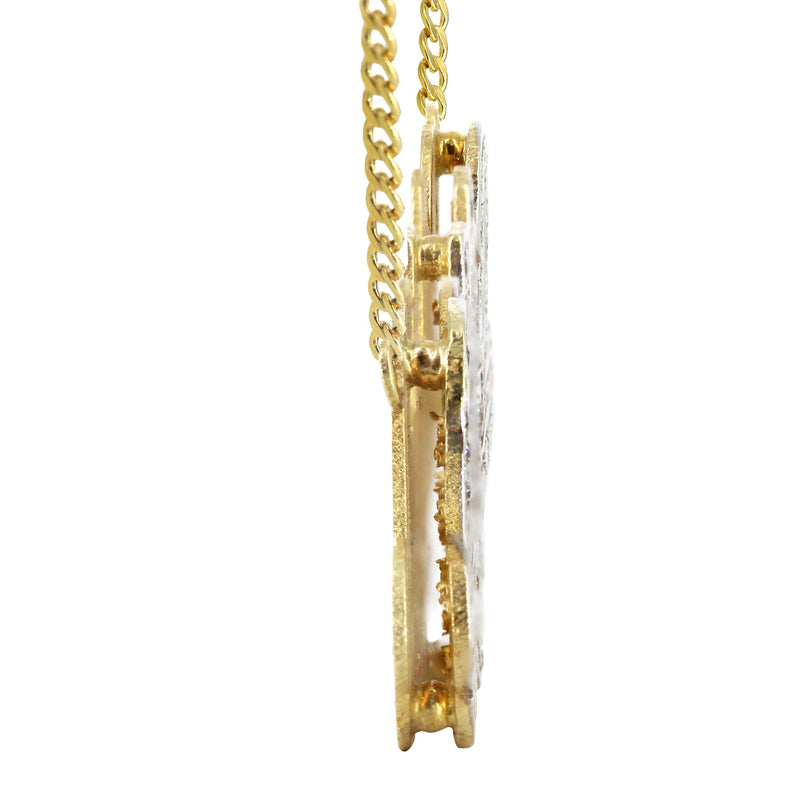 14K Gold  Two Tone  Diamonds Name Plate Necklace | Style #3