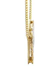 14K Gold  Two Tone  Diamonds Name Plate Necklace | Style #3