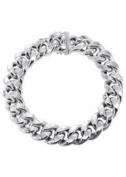 14K White Gold Bracelet Semi Solid  Miami Cuban Link For Women