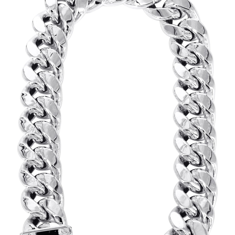 Semi Solid  Womens Miami Cuban Link Bracelet 10K/14K White Gold
