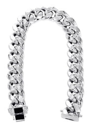 Semi Solid  Womens Miami Cuban Link Bracelet 10K/14K White Gold