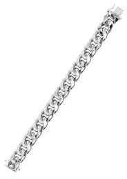 Semi Solid  Womens Miami Cuban Link Bracelet 10K/14K White Gold