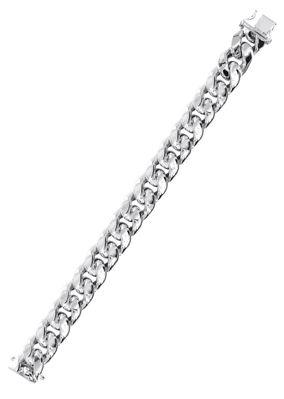 Semi Solid  Womens Miami Cuban Link Bracelet 10K/14K White Gold