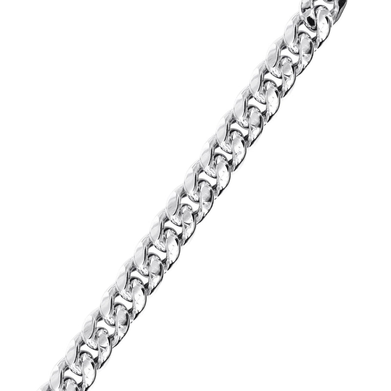 Semi Solid  Mens Miami Cuban Link Bracelet 10K White Gold