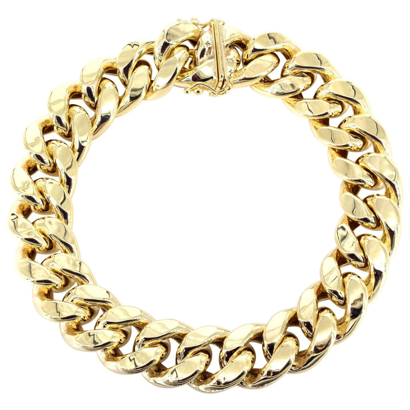 14K Gold Bracelet Semi Solid  Miami Cuban Link For Women