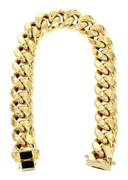 Semi Solid  Womens Miami Cuban Link Bracelet 10K/14K Yellow Gold