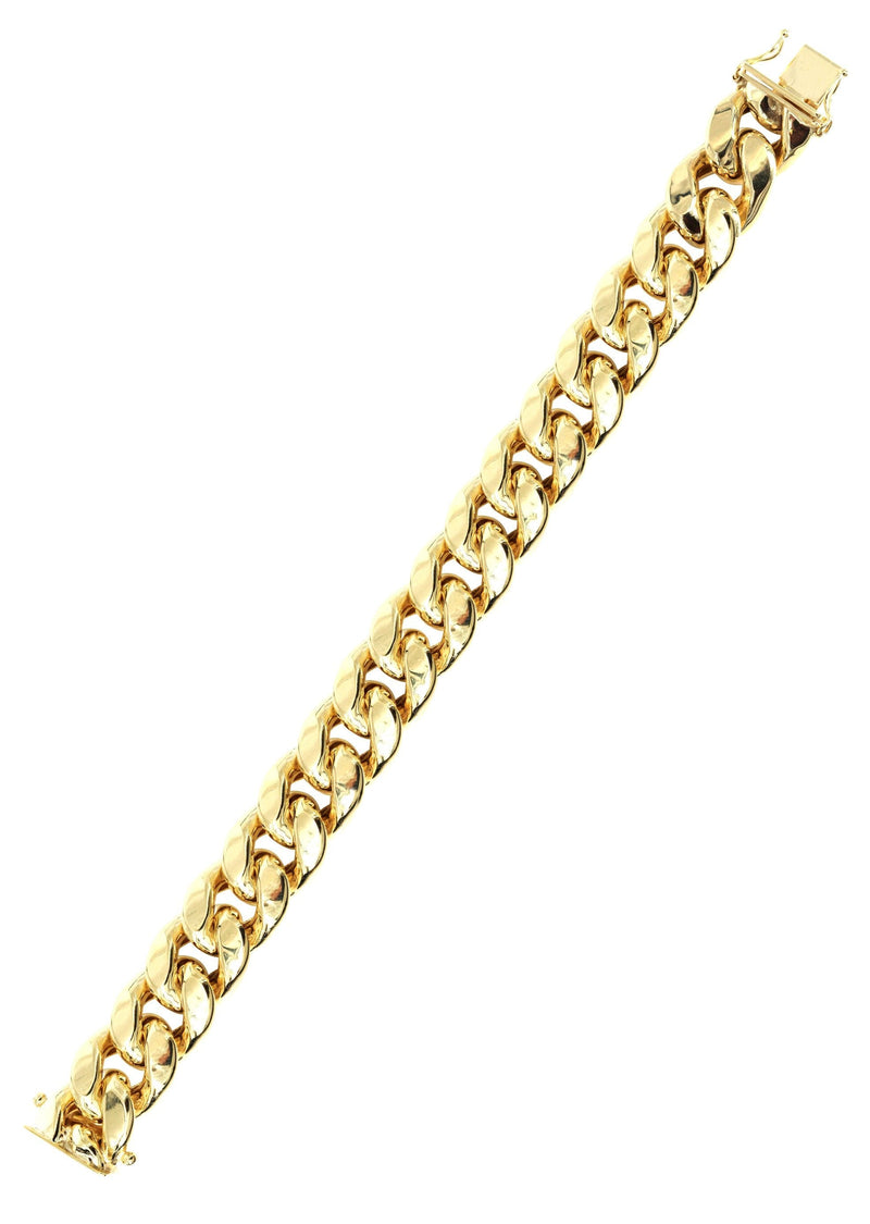 14K Gold Bracelet Semi Solid  Miami Cuban Link For Women