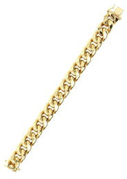 Semi Solid  Mens Miami Cuban Link Bracelet 10K Yellow Gold