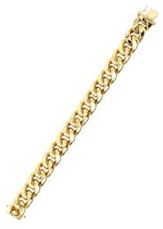Semi Solid  Womens Miami Cuban Link Bracelet 10K Yellow Gold