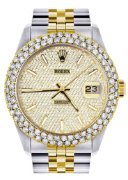 Diamond Gold Rolex Watch For Men 16233 | 36Mm | Full Diamond Dial | Two Row 4.25 Carat Bezel | Jubilee Band