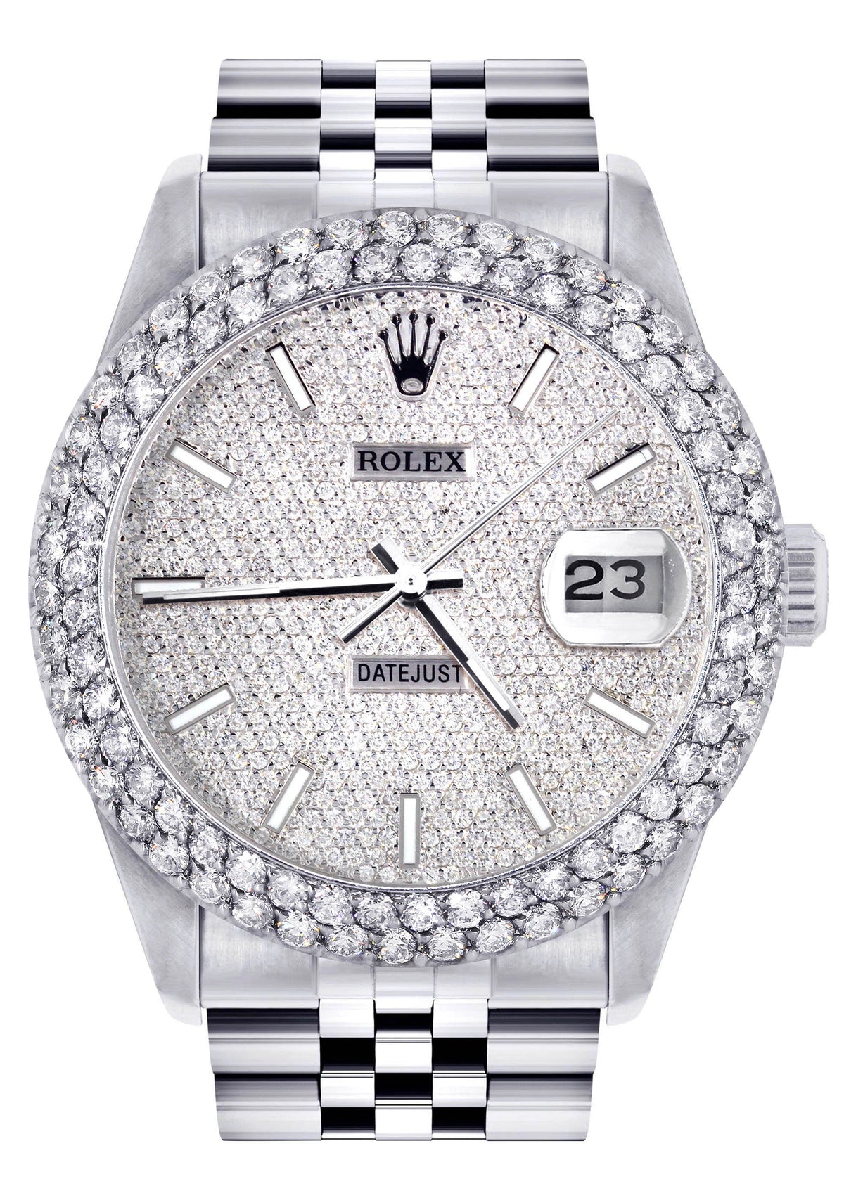 Womens Rolex Datejust Watch 16200 | 36Mm | Full Diamond Dial | Two Row 4.25 Carat Bezel | Jubilee Band