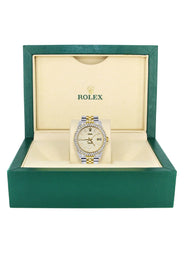 Diamond Gold Rolex Watch For Men 16233 | 36Mm | Full Diamond Dial | Two Row 4.25 Carat Bezel | Jubilee Band