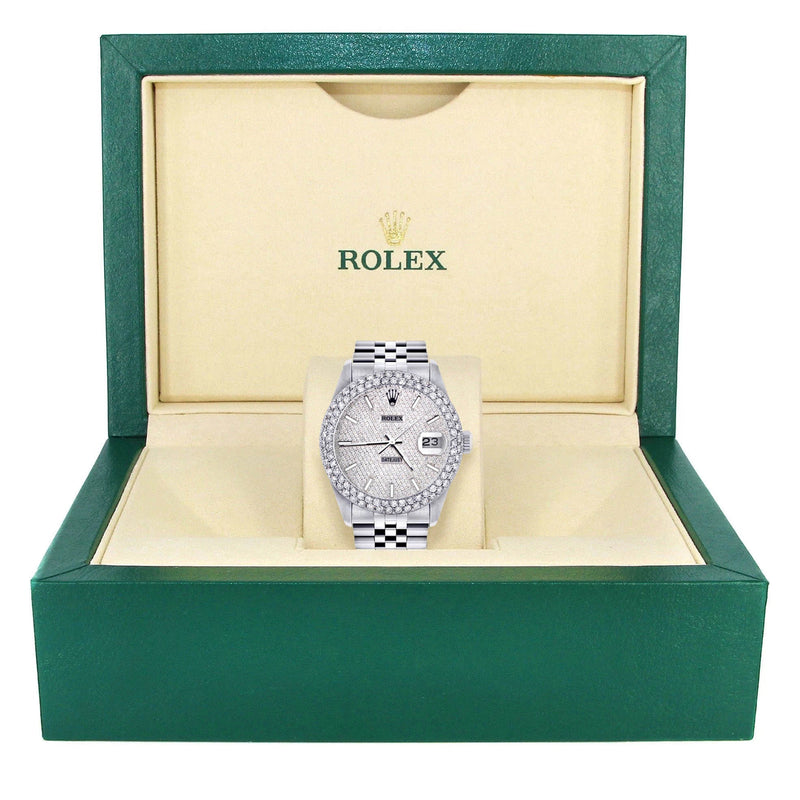 Womens Rolex Datejust Watch 16200 | 36Mm | Full Diamond Dial | Two Row 4.25 Carat Bezel | Jubilee Band