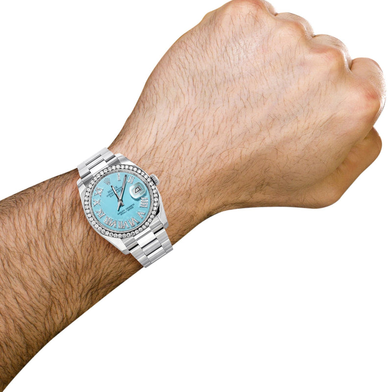 116200 | Rolex Datejust Watch | 36Mm | Tiffany  Blue Roman Dial | Oyster Band