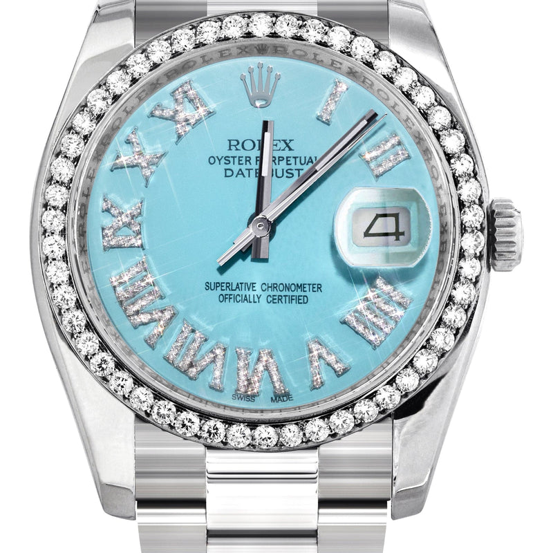 116200 | Rolex Datejust Watch | 36Mm | Tiffany  Blue Roman Dial | Oyster Band