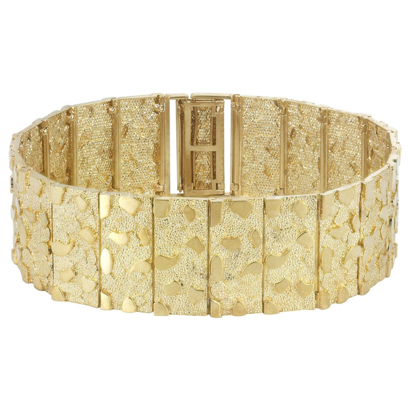 Mens Gold Nugget Bracelet 10K/14K Gold